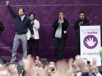 Pablo Iglesias, durante su intervención este sábado en Madrid.