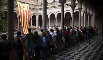 Acte a favor del referèndum a la Universitat de Barcelona, el setembre del 2017.