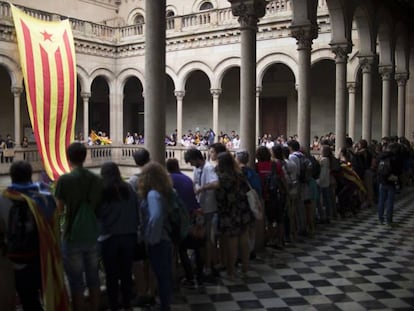 Acte a favor del referèndum a la Universitat de Barcelona, el setembre del 2017.