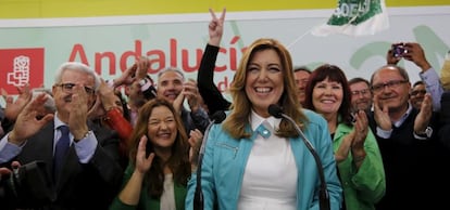 Susana D&iacute;az celebra anoche la victoria del PSOE en las elecciones andaluzas