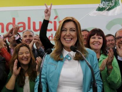 Susana D&iacute;az celebra anoche la victoria del PSOE en las elecciones andaluzas