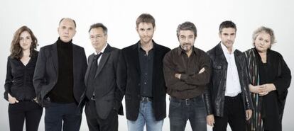 The cast and crew of ‘Wild Tales,’ from left to right: Julieta Zylberberg, Darío Grandinetti, Oscar Martínez, director Damián Szifrón, Ricardo Darín, Leonardo Sbaraglia and Rita Cortese.