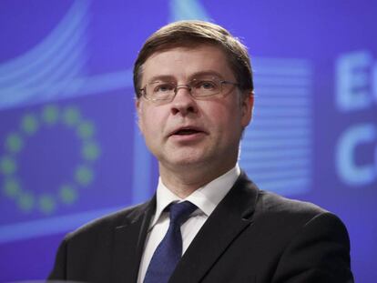 El vicepresidente de la Comisi&oacute;n Europea (CE) para el Euro, Valdis Dombrovskis. EFE/Archivo