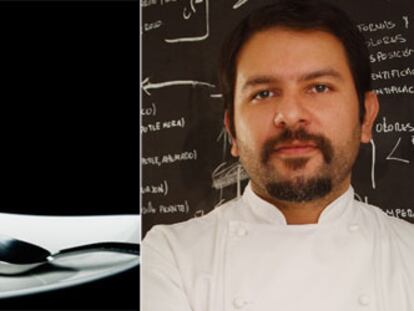 Una de las creaciones del <i>chef</i> mexicano Enrique Olvera (retratado en la foto, a la derecha) para el restaurante Pujol, en Ciudad de México.
