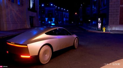 Un Robotaxi de Tesla, durante su presentación este mes en Los Ángeles.