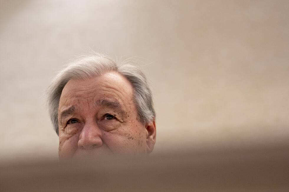 El secretario general de Naciones Unidas, António Guterres, este lunes en el Consejo de Derechos Humanos, en Ginebra.