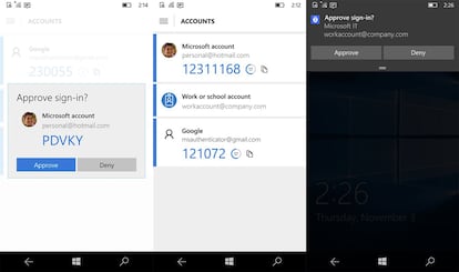 Pantallazos del Microsoft Authenticator