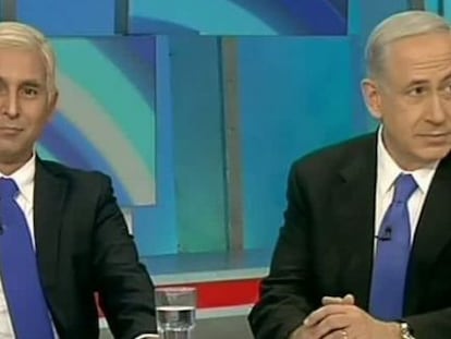 Benjam&iacute;n Netanyahu, a la derecha, junto a su imitador Mariano Idelman.