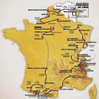 Mapa del recorrido del Tour de 2012.