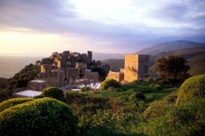 Pueblo de Vatheia, en la península de Mani, en el Peloponeso (Grecia).