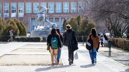 Estudiantes en el campus de la Universidad Complutense de Madrid.