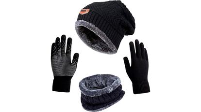 Este set gorro bufanda guantes se puede comprar en Amazon