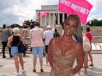 Carteles en apoyo de Britney Spears en Washington, la capital de EE UU, el 14 de julio de 2021.