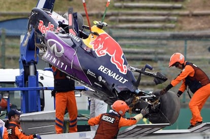 Estado en el que ha quedado el Red Bull de Kvyat.