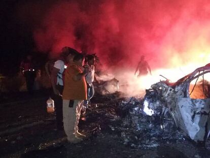 Estado en el que ha quedado uno de los coches implicados en el accidente.