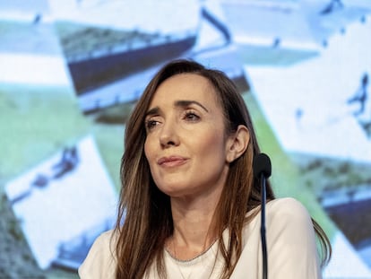 Victoria Villarruel durante la Conferencia de la Sociedad de las Américas en Buenos Aires.