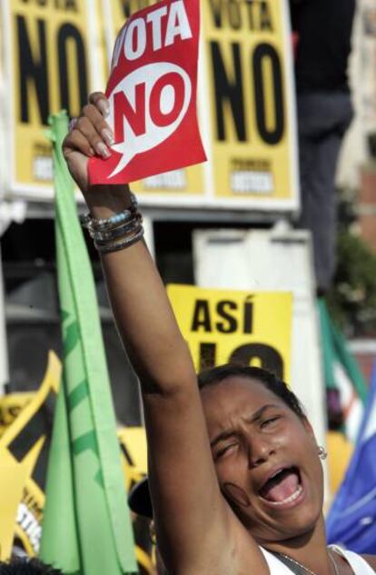Imagen de las manifestaciones por el &#039;No&#039; en Venezuela en el refer&eacute;ndum de 2007.