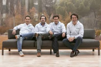 El equipo fundador de ThePowerMBA. De izquierda a derecha: Kike Corral, Hugo Arévalo, Rafael Gonzalo y Borja Adanero.