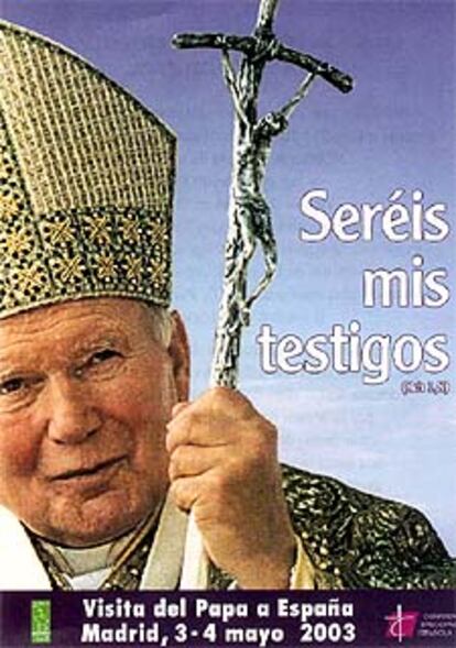Cartel promocional de la visita de Juan pablo II a Madrid.