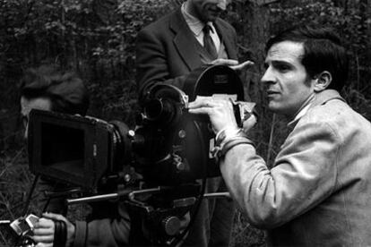 François Truffaut, durante el rodaje de una película.