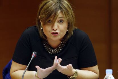 La consejera de Infraestructuras, Isabel Bonig, durante la presentaci&oacute;n de los presupuestos de su departamento. 