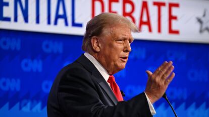 Donald Trump, durante el debate de este jueves en Atlanta.