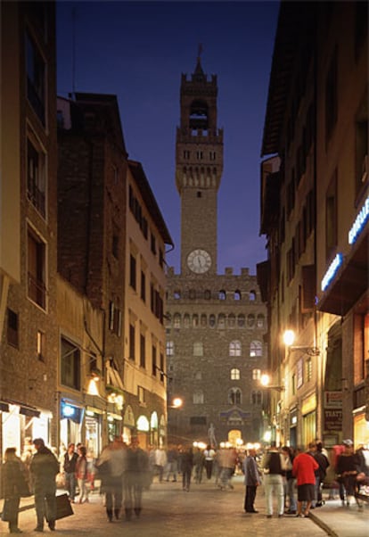 La Piazza della Signoria, al fondo, visitada por Rilke en su viaje a Florencia.