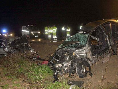 Estado en el que quedaron los dos vehículos siniestrados en Corral de Almaguer (Toledo).