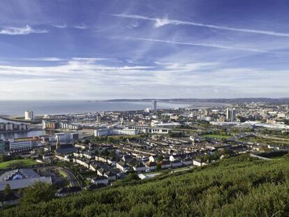 Vista de la població galesa de Swansea.