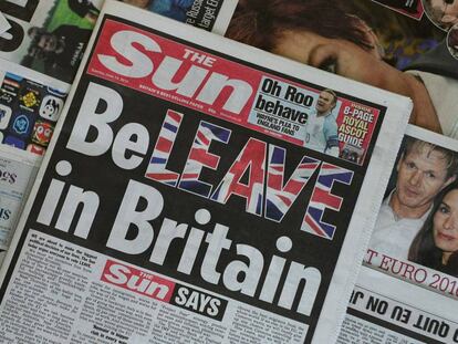 Capa de 14 de junho do jornal ‘The Sun’, o mais vendido do Reino Unido.