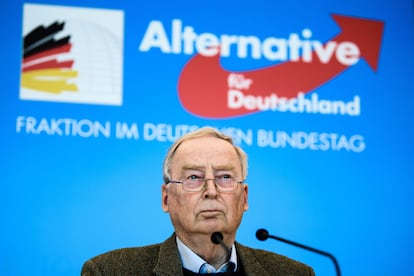 Alexander Gauland, copresidente del grupo parlamentario de AfD en el Parlamento alemán, durante una rueda de prensa el 3 de marzo.