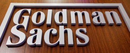 Un cartel del banco Goldman Sachs, en la Bolsa de Nueva York.