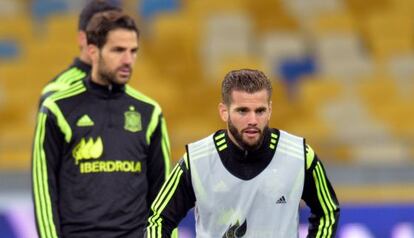 Nacho, en un entrenamiento con Espa&ntilde;a en Kiev en octubre. 