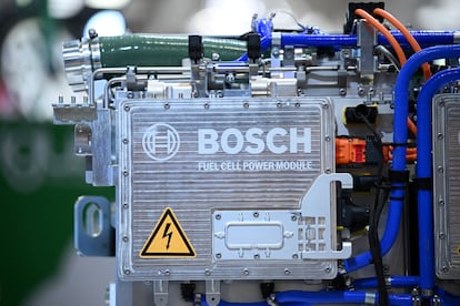 Una batería de Bosch en sus instalaciones de Hannover Messe, en Alemania.