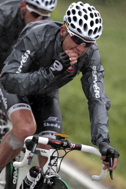 Carlos Sastre, durante la etapa de ayer.