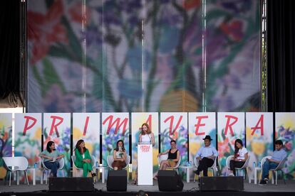 La secretaria de Organización de Podemos, Lilith Verstrynge, interviene durante la Fiesta de la Primavera de Podemos, el 22 de mayo de 2022, en Valencia.