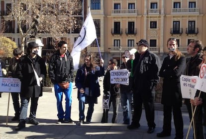 Protestas en la Plaza del Rey de Madrid. 