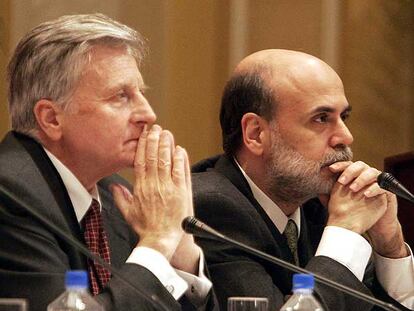 Jean-Claude Trichet, presidente del BCE (izquierda) y Ben Bernanke, de la Reserva Federal.
