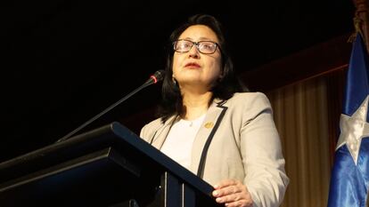 Dorothy Pérez en la Asamblea Nacional de Alcaldes y Alcaldesas, en Santiago de Chile, el 5 de abril.