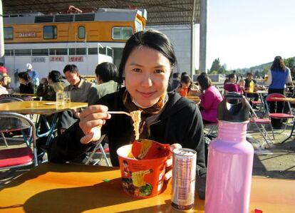 La periodista Suki Kim, durante la séptima Feria Internacional de Otoño de Pyongyang.