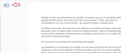 Uso de las pestañas en Google Documentos