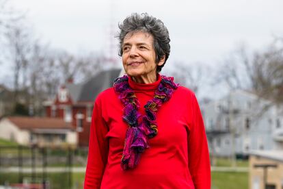 Ruth Kohake poses for a portrait outside of the Price Hill Public Library, Thursday, March 23, 2023, in Cincinnati. Kohake is among those caught up in the confusion over Ohio's strict new photo ID requirement.