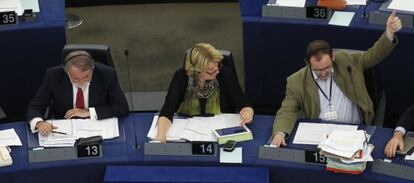 Miembros del Parlamento Europeo, durante la votación.