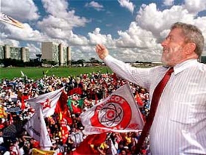 El líder del Partido de los Trabajadores, Lula da Silva, en un reciente mítin celebrado en Brasilia.