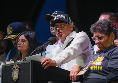 Gustavo Petro, hablando durante un acto público este sábado, en Medellín, el 21 de junio de 2025.