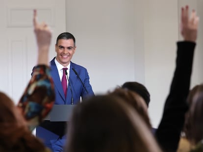 Rueda de prensa del Presidente del Gobierno, Pedro Sánchez, para hacer balance del año, en el Palacio de la Moncloa.