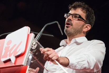 Eddy S&aacute;nchez, coordinador de IU en Madrid, en un acto de la formaci&oacute;n el 25 de septiembre pasado.