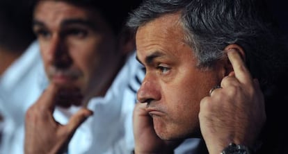 Mourinho y Karanka, en La Rosaleda.