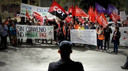 Trabajadores de Amazon se manifestan en Madrid el pasado mayo.