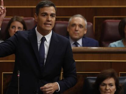 El presidente del Gobierno, Pedro Sánchez, en el Congreso de los Diputados.